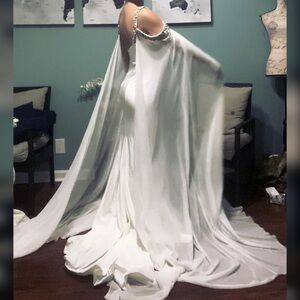 White pageant evening gown or unique wedding dress or reception dress